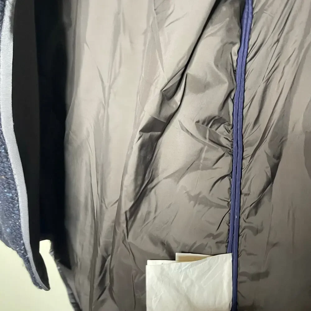Sacai men navy knitted wool over puffer jacket sz 3 US L